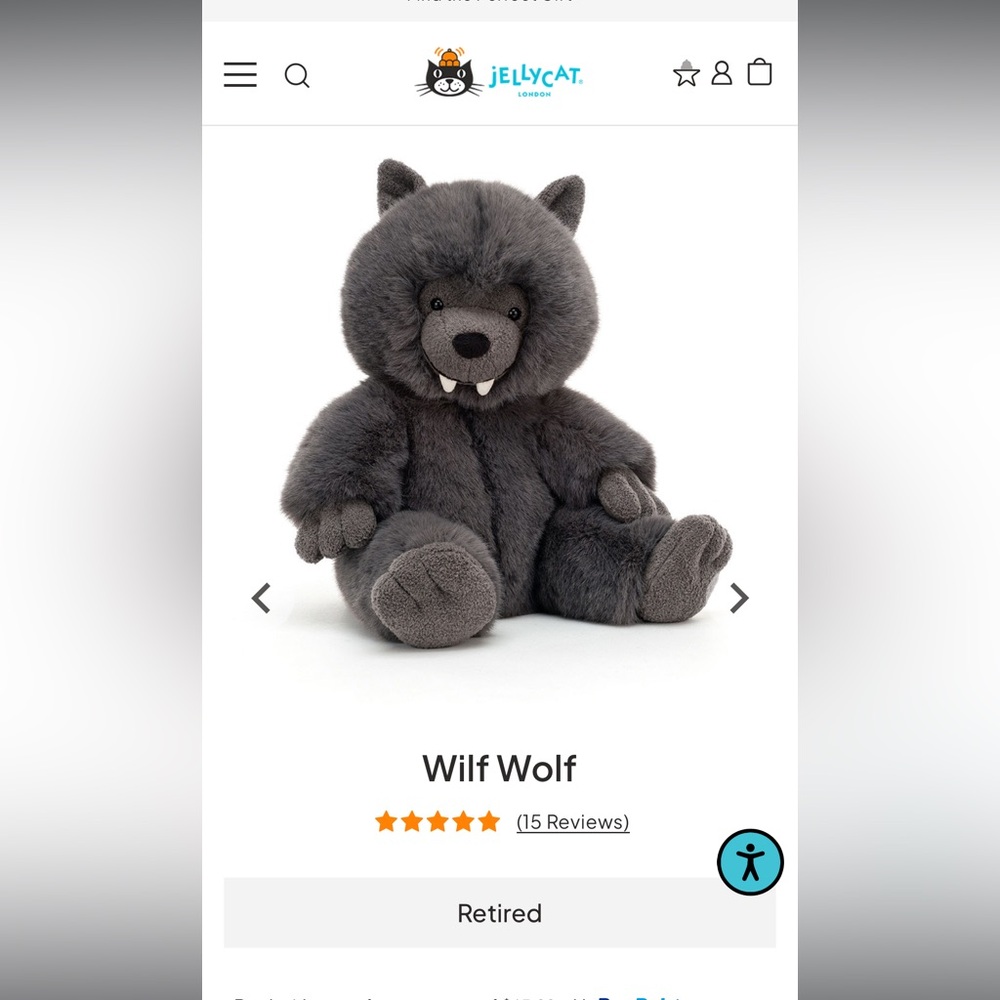 Jellycat Wilf Wolf Plush - Retired